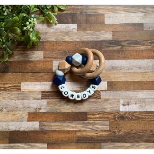 Dallas Cowboys Toy Collection - Pacifier Clip - Rattle Toy - Go Cowboys - Baby Cowboy Toy - Blue - White - Football - Baby Gift - Baby