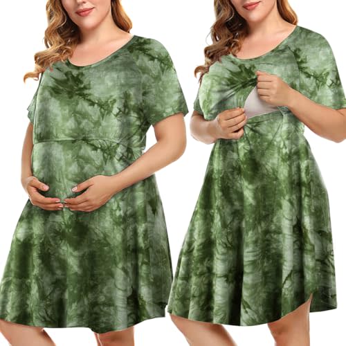 MONNURO Women's Plus Size Labor and Delivery Gown Nursing Nightgown Maternity Sleepwear Dress for Breastfeeding