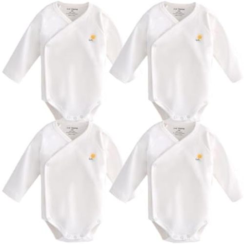 Blueleyu Unisex-Baby Short Sleeves Kimono Onsies Cotton Baby Side-snap Bodysuit Pack of Cardigan Onsies for Infants