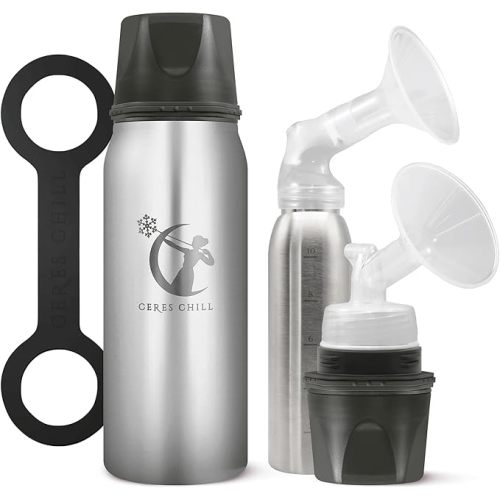 CERES CHILL OG Breastmilk Chiller & Warmer – 12–34oz Portable Breast Milk Cooler, Storage & Baby Bottle for Travel, Work or On-The-Go – Pump Compatible Container – Per My Last Email Steel