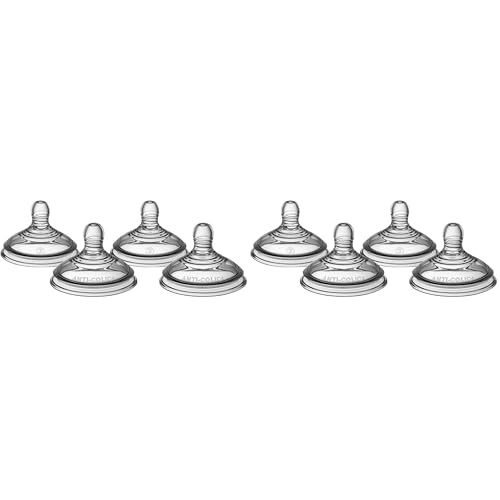 Tommee Tippee Advanced Anti-Colic Baby Bottle Nipples, Breast-Like for A Natural Latch, Soft Silicone, Fast Flow, 6+ Months, Pack of 8