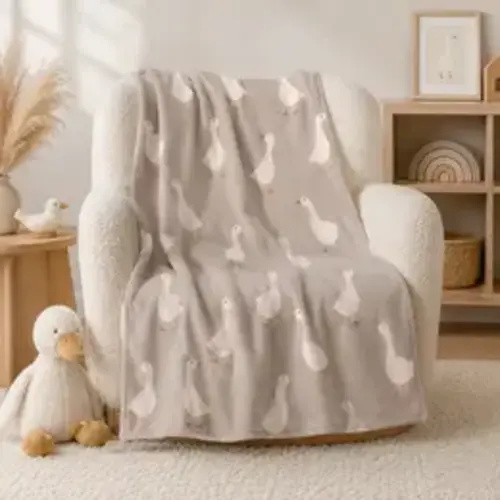 Goose Duck Flannel Blanket - Soft Plush Neutral Infant & Child Nursery Throw, Durable Farm Animal Design for Crib/Sofa, Machine Washable Cozy Baby Shower Gift for New Parents - TikTok Shop