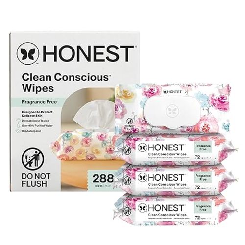 The Honest Company Hypoallergenic Multi-Use Baby Wipes for Sensitive Skin, Rose Blossom, 288 Count