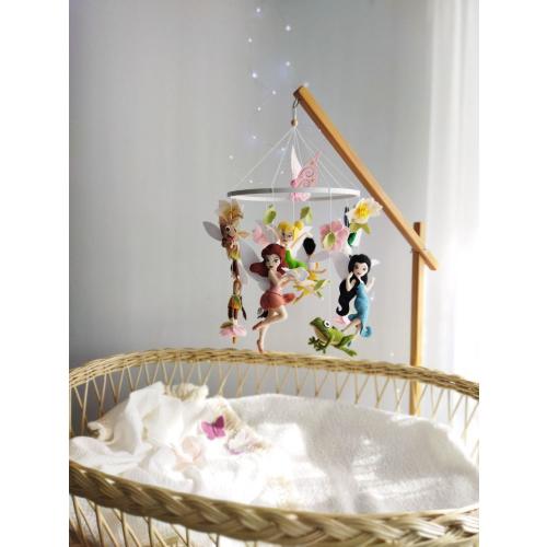Fairy Baby Mobile with Tinker Bell, Silvermist, Vidia, Fawn, Rosetta & Iridessa – Handmade Felt Nursery Decor – Pixie Hollow Inspired