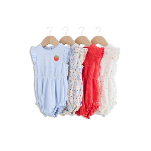 Pack of 4 Assorted Frill Bodysuits, 9-12M