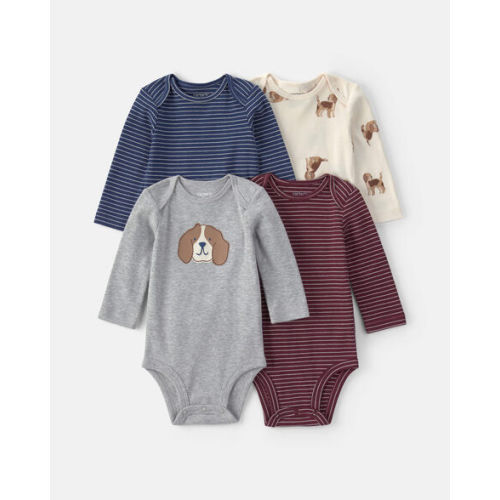 Baby Boy 4-Pack Dog Striped Long-Sleeve Multipack Bodysuits | Carter's