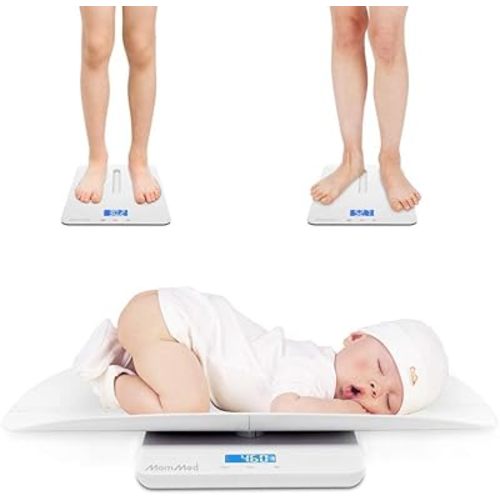 MomMed Baby Scale, Multi-Function Toddler Scale, Baby Scale Digital, Pet Scale, Infant Scale with Hold Function, Blue Backlight, Weight and Height Track