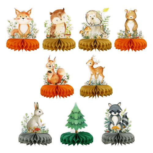 9 Pcs Baby Jungle Animals Honeycomb Centerpieces Safari Baby Shower Decoration Sage Green Themed Party Supplies for Boys Kids Nursery Wild Forest Theme Birthday Party Decor