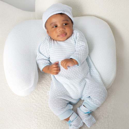 Paty Knit Pinstripe Romper with Pima Trim - PatyInc