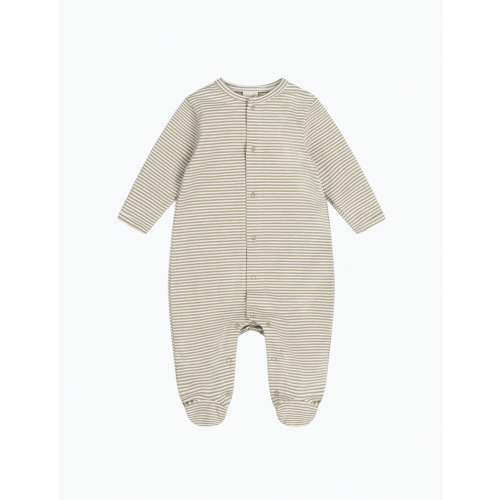 Baby Sleepsuit in Olive Stripe