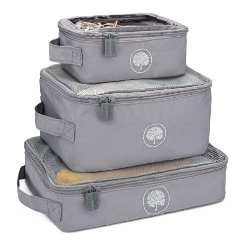 Parker Baby Packing Cubes - 3-Piece Set for Diaper Bag, Suitcase, or Stroller Organization - Gray Buffalo