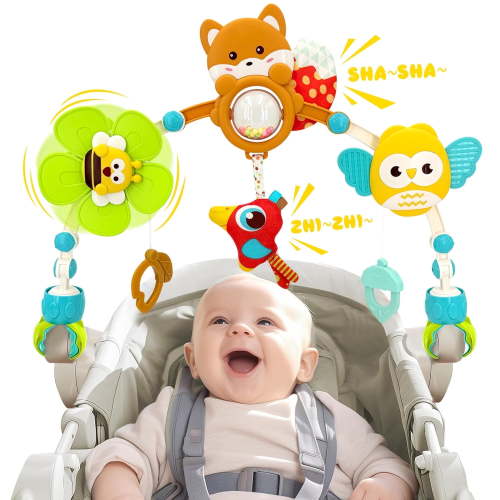 Style-Carry Baby Stroller Arch Toy, Musical Car Seat Toys, Adjustable Arch Crib Accessory Toys, Activity Arch Bar Toys for Baby 0-18 Months