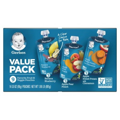 Gerber Toddler Fruit & Veggie Value Pack Baby Food Pouches - 9ct/3.5oz Each