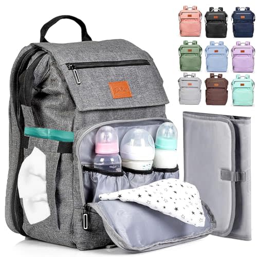 PILLANI Baby Diaper Bag Backpack - Baby Bag for Girls & Boys, Large Waterproof Toddler Diaper Backpack - Baby Shower Gifts & Registry Must Haves - Travel Diaper Bags with Changing Pad - Newborn Stuff