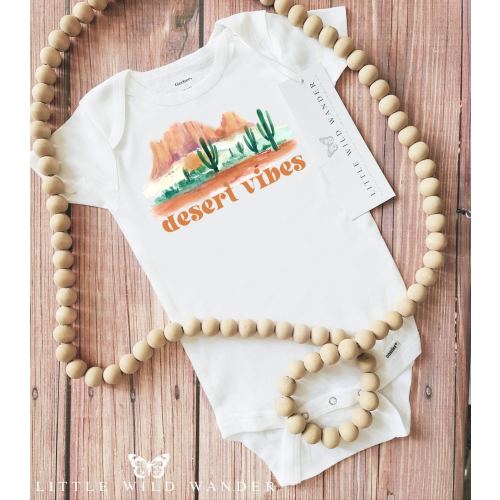 Desert Vibes Baby Onesie® Vintage Baby Bodysuit, Arizona Boho Baby Shower Gift, Hippie Tshirt, Desert Take Home Outfit, Retro First Birthday