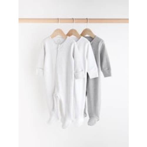 Buy Grey Essential Zipped 100% Cotton Baby Sleepsuits 3 Pack (0-3yrs) from Next USA