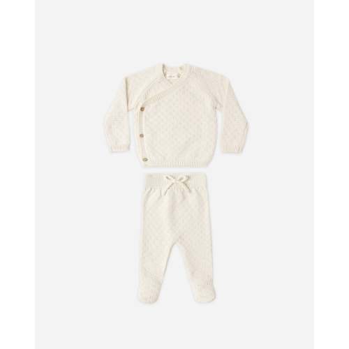 Knit Wrap Top + Pant Set Natural – Quincy Mae