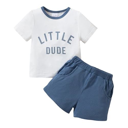 Jecson Baby Boy Summer Clothes Outfits Infant Letter Print Short Sleeve T Shirt and Casual Shorts 2Pcs Outfits 6-24 Months