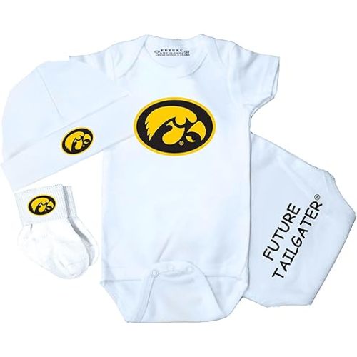 Collegiate Licensed 3 Piece Baby Clothing Gift Set (0-3 Months, Iowa Hawkeyes)