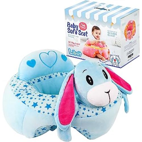 Baby-Sofa-Chair-Floor-Seat Baby-sit-me-up-Floor-seat Learn Sitting Support Seats for Babies Pillow Bouncers Portable Bouncy Plush Cute Seat Cushion for 4-16 Months Toddler (Brabbit)