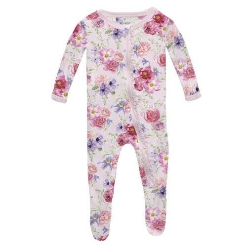 Print Muffin Ruffle Footie with Zipper