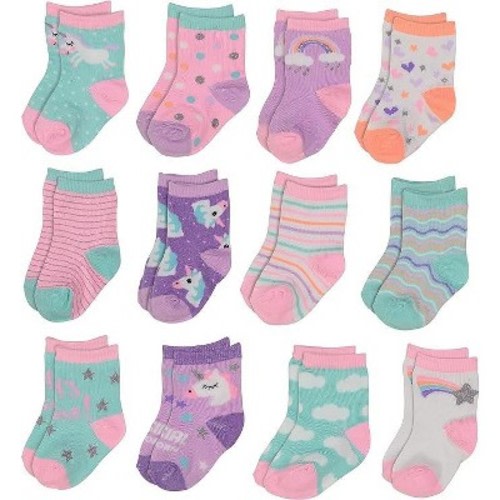 Unicorns & Rainbows Infant Socks for Baby Girls, 0-6 Months
