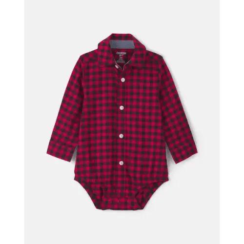 Baby Boy Buffalo Check Long-Sleeve Bodysuit - Red/Black - OshKosh B'gosh | Carter's