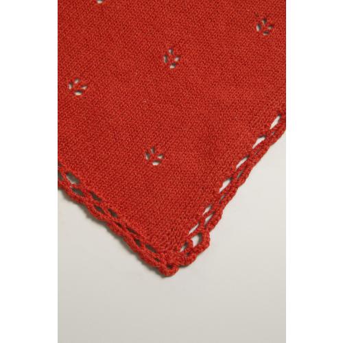 POINTELLE COTTON BABY BLANKET - Orange