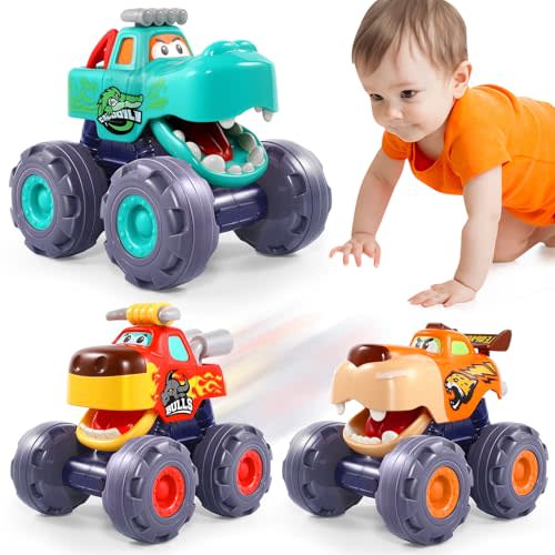 OCATO Car Toys for 1 Year Old Boy Gifts, Pull Back Monster Truck Toy Cars for Toddlers 1-3, 1 2 3 One Year Old Boy Birthday Gift 1st Vehicles Kids Stocking Stuffers Toddler Baby Boys Toys 12-18 Months