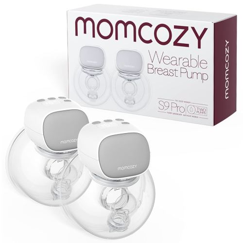Momcozy S9 Pro Updated Hands Free Breast Pump, Wearable Breast Pump of Longer Battery Life & LED Display, Double Electric Pump with 2 Modes & 9 Levels - 24mm, 2 Pack Gray