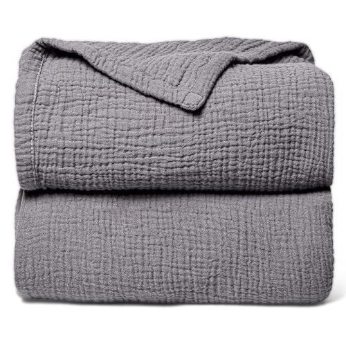 Lulu moon Muslin Quilt Blanket, Crib Blanket for Baby and Toddler,47x47 Inches(Gray)