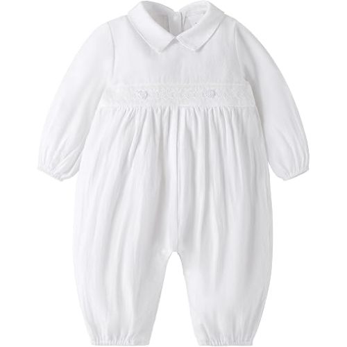 Booulfi Baptism Christening Outfits for Boys Easter White Romper Baby Romper Church Newborn Clothes
