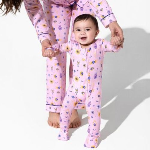 Bellabu Bear Baby The Eye Pink Bamboo Convertible Footie Pink 6-9 Months