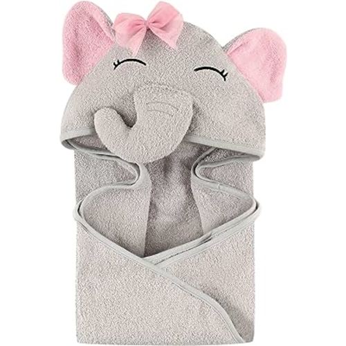 Hudson Baby Unisex Baby Animal Face Hooded Towel, Pretty Elephant 1-Pack, One Size