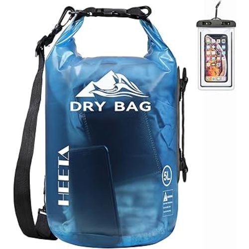 HEETA Dry Bag Waterproof for Women Men, 5L/10L/20L/30L/40L Roll Top Lightweight Dry Storage Bag Backpack with Phone Case for Travel Swimming Boating Kayaking Paddle Board Camping Beach Accessories