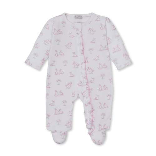 Springtime Bunny Fun Pink Zip Footie