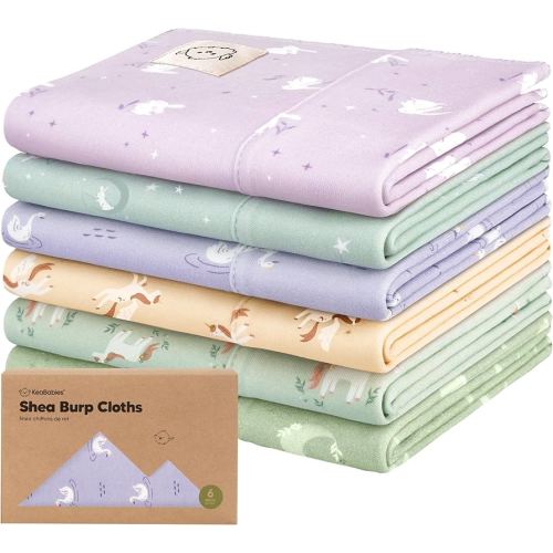 Organic Burp Cloths Baby Boy, Girl - 6-Pack Large Cotton Burping Cloths for Babies, Spit Up Rags, Super Absorbent, Ultra Soft Newborn Rag, Gender Neutral, Machine Washable, Durable (Lunaris)