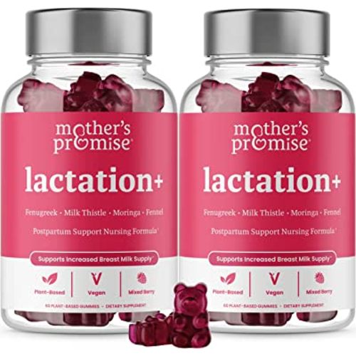 Mother's Promise Lactation Supplement Gummies for Breast Milk Production Increase | Postnatal Lactation Support for Breastfeeding, Nursing & Lactating with Fenugreek, Moringa & Milk Thistle | 2 Pack