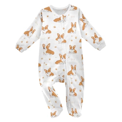 SHJI Baby One-Piece Footies Long Sleeve Rompers Pajamas Zip Front Pjs for Boys Girls kids