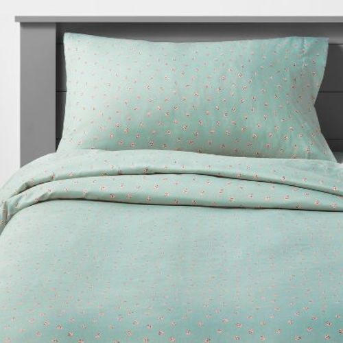 Twin Ladybug Microfiber Kids' Sheet Set Mint - Pillowfort™: Twin Fitted Sheet, Polka Dots, OEKO-TEX Certified