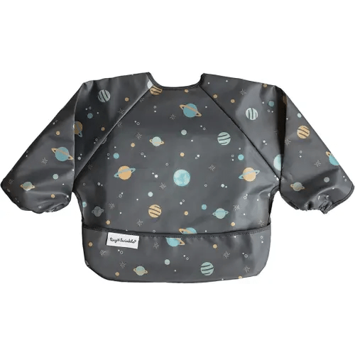 Tiny Twinkle Long Sleeve Bib for Babies & Toddlers – Waterproof Smock Bib for Eating – Machine Washable & Mess-Proof, Baby Feeding Essential & Shower Must-Have(Space, 6–24M)