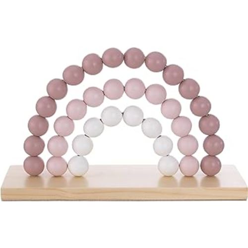 Little Love by NoJo Rainbow Shelfie Pink and Ivory Natural Wood Bead Nursery Décor