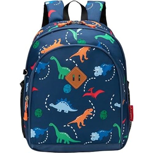 Toddler Backpack for Boys or Girls, Little Kids Backpack for Preschool or Kindergarten (Dinosaur Navy Blue, Small)