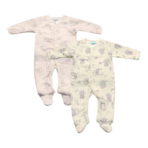 Disney Clothes Baby Boys 2-Pack Quilted Footed Coveralls - Mickey Mouse, Winnie the Pooh and Dumbo (0/3M-6/9M)