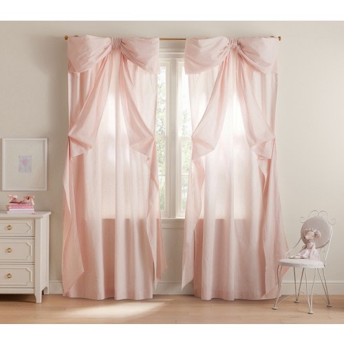 LoveShackFancy Oversized Bow Light-Filtering Curtain | Pottery Barn Kids