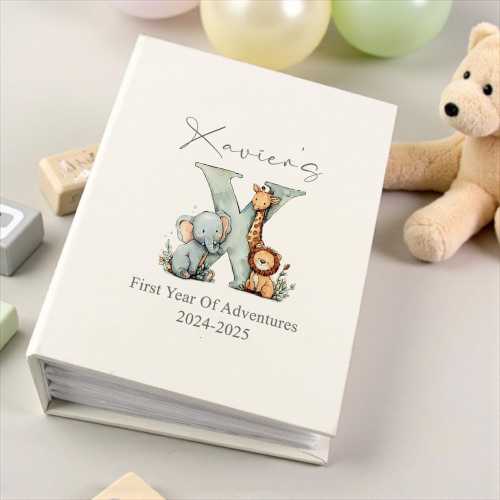 Personalised Baby Photo Album Animals 100 6x4 Photo Album with Sleeves