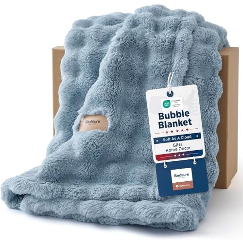Bedsure Cloud Bubble Blue Throw Blanket for Couch, 50"×60"