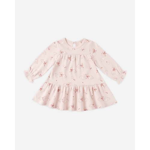 Tiered Jersey Dress Swans – Quincy Mae