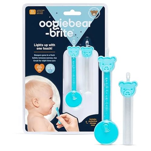 oogiebear Brite - Baby Nose Cleaner and Ear Wax Removal Tool. Baby Gadget with Nighttime LED Light. Safe Snot Booger Picker for Newborns, Infants & Toddlers
