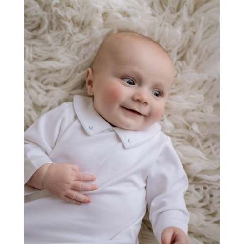 Embroidered Collar Day Gown, With with Light Blue Trim - Cuclie | Maisonette